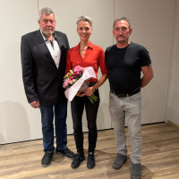 Stefanie Grünauer mit Fraktionsvorsitzendem Willy Dongus und OV-Vorsitzendem Bernd Rausch